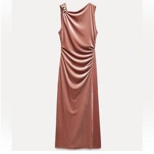 Zara Champagne Velvet Cocktail Dress